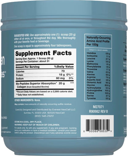 Collagen Peptides Powder | 22Oz | Super Hair, Skin, and Nails | Superior Absorption | Grassfed Protein Supplement | Advanced with 18 Essential Amino Acids